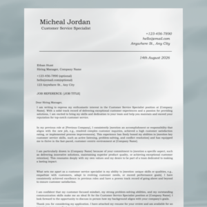 Customer Service cover letter template
