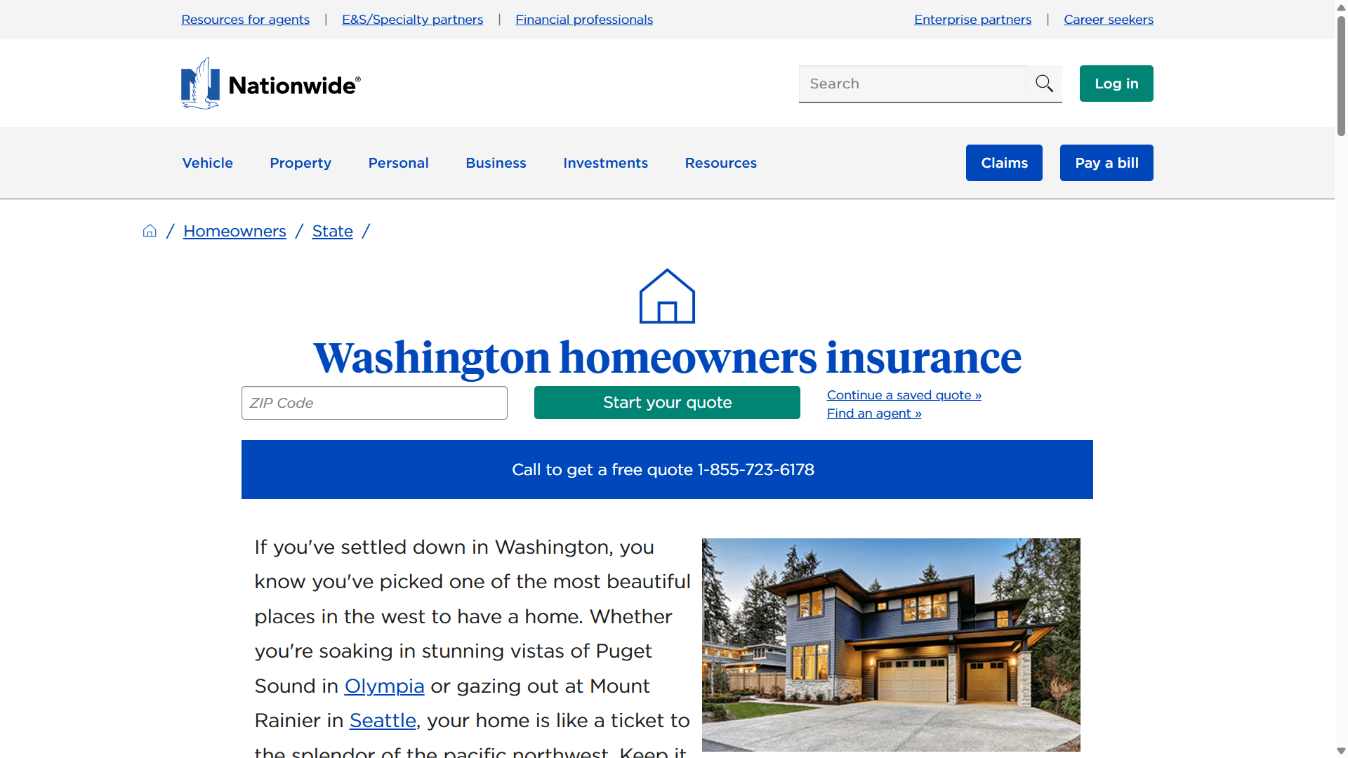 nationwide Washington homeowners insurance